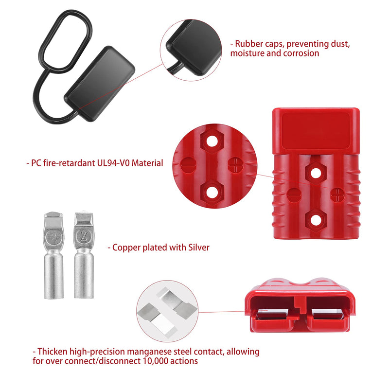 MUYI 2Pcs 175A 2-4 AWG Battery Quick Disconnect/Connect Wire Connectors 12-36V AC/DC Towing Winch Quick Connect Systems Wire Harness Plug for Recovery Winch Auto Car Trailer Driver Electrical Devices 2-4 Gauge Red - NewNest Australia
