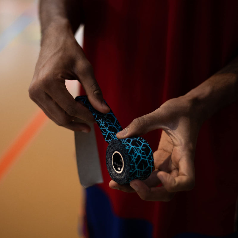 HELETIC sports tape 3.8cm x 10m Athlete Edition - inelastic rigid tape with extra strong adhesive power, easy to tear off and water-repellent Blue Matrix (3 rolls) - NewNest Australia