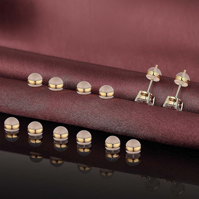 DELECOE 12pcs Gold Soft Silicone Earring Backs for Studs Gold Belt Rubber Earring Backs Replacements Hypoallergenic Safety Plastic Earring Back for Studs Earring Hoops Fish Hook - NewNest Australia