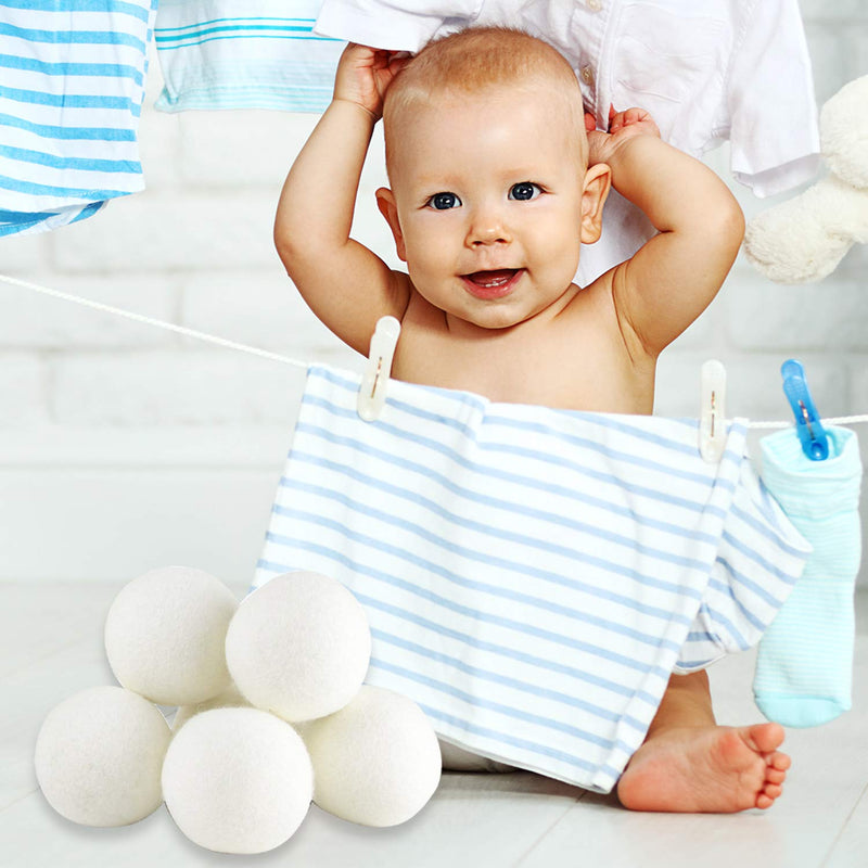 (Upgraded) SnugPad XL Size Wool Dryer Balls Natural Fabric Softener & 100% Organic Premium New Zealand Wool, Reduce Wrinkles & Save Time, Baby Safe & Hypoallergenic, White 6Count 6 Count (Pack of 1) - NewNest Australia