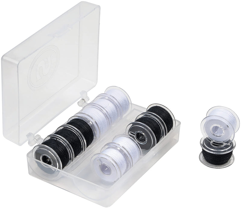 SINGER 42145 Class 15 Black & White Threaded Bobbins, Black, White 12 Count - NewNest Australia