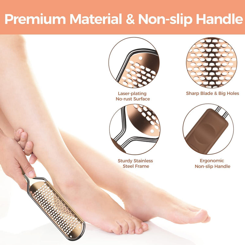 Easkep Foot File Foot Pedicure Tool, Stainless Steel Foot Scrubber Foot File Dead Skin Remover for Hard Skin and Dry Cracked Feet Scraper Classic - NewNest Australia