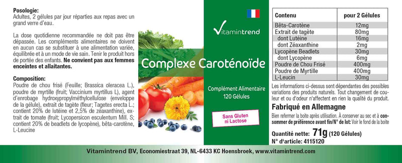 Carotenoid Complex - 120 capsules - vegan - natural antioxidants - multi-carotenoid mix - carotenoid capsules | Vitamintrend® - NewNest Australia