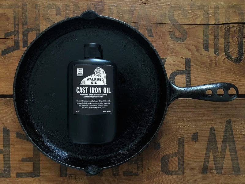 WALRUS OIL - Cast Iron Oil, for Restoring, Seasoning, and Maintaining Cast Iron Cookware. 100% Vegan, 8 oz Bottle - NewNest Australia