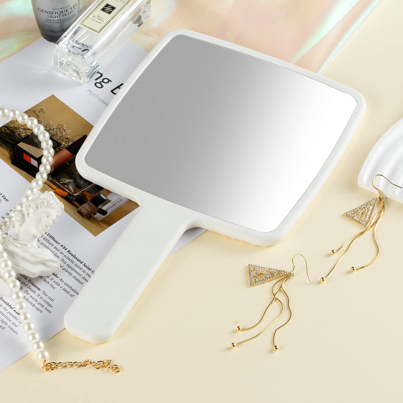 Jasefa Hand Mirror, Handheld Mirror with Handle for Makeup, Portable Cute Hand held Mirror for Shaving, Travel Men & Women(White) Milk White - NewNest Australia