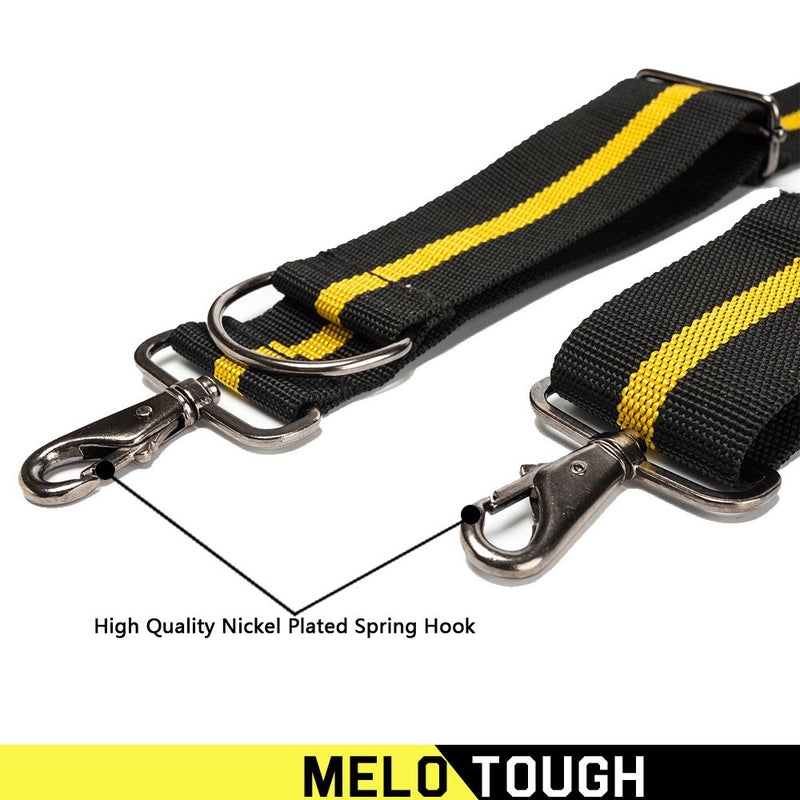 Melo Tough Suspenders Tool Belt Suspenders with Large Moveable Phone Holder, Pencil Holder, Adjustable Size Padded Suspenders (Yellow) H back - NewNest Australia