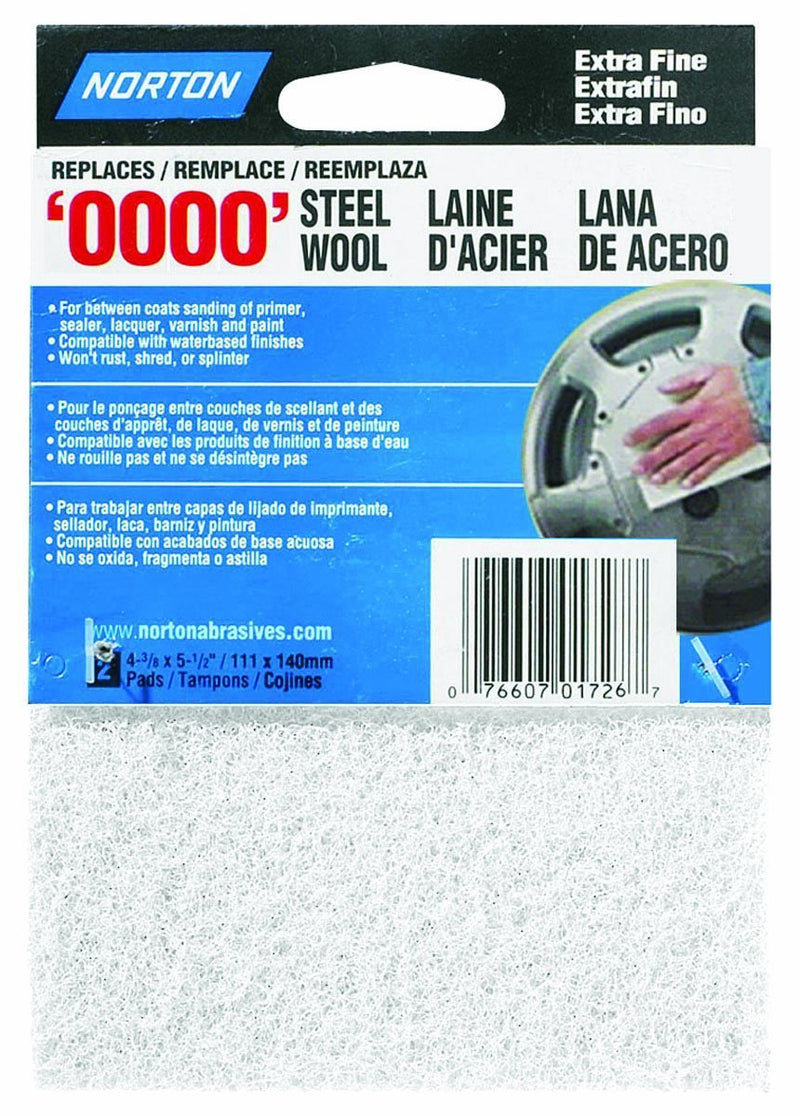 Norton 01726 Synthetic Steel Wool, White, 10 Pads Total (5 Pack) - NewNest Australia