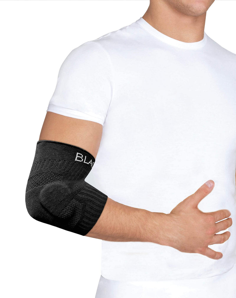 Blackrox Lumiorox Elbow Support For Men And Women Bodybuilding Sports Fitness Silicone Pad Left Right Double-Sided Compression Strength Sports Elbow Bandage (L, Black) - NewNest Australia