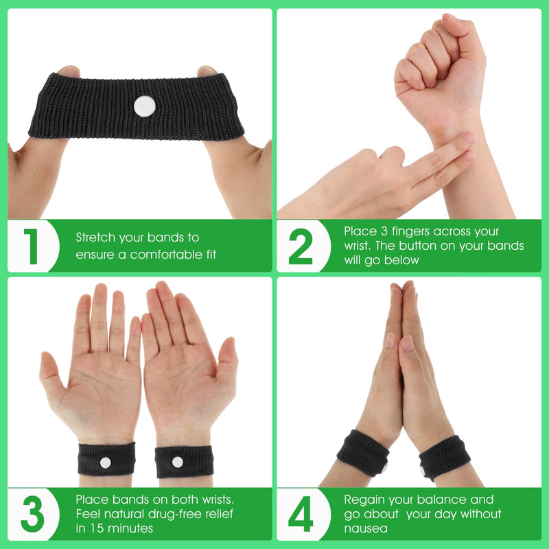 4 Pairs Of Acupressure Bracelets, Anti Nausea Bracelets, Acupressure Bracelets For Pregnancy Nausea, Seasickness, Travel Sickness For Children Adults - Black, Grey, Blue, White - NewNest Australia