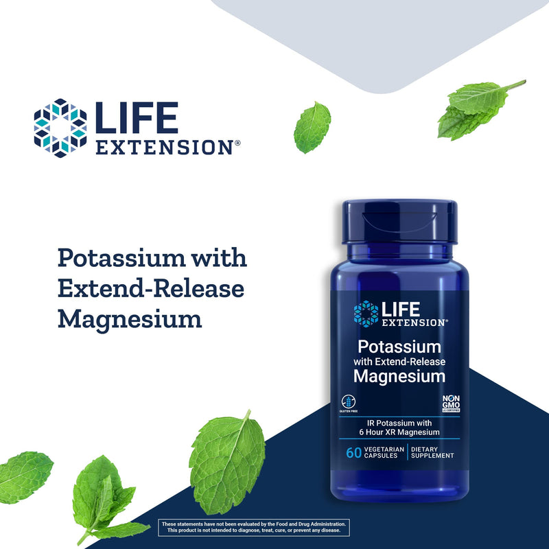 Life Extension Potassium with Extend-Release Magnesium – For Blood Pressure & Vascular, Bone Health – Promotes Cardiovascular Health - Gluten-Free – Non-GMO – 60 Vegetarian Capsules - NewNest Australia