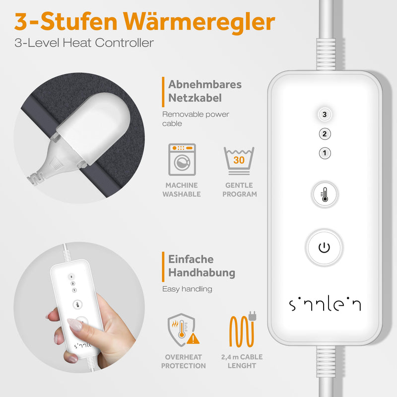 sinnlein® heated underblanket made of fleece 190 x 80 cm TÜV SÜD GS tested | electric blanket with automatic switch-off | Heating blanket with timer | washable up to 40°C | Digital display anthracite - 190 x 80 cm - NewNest Australia
