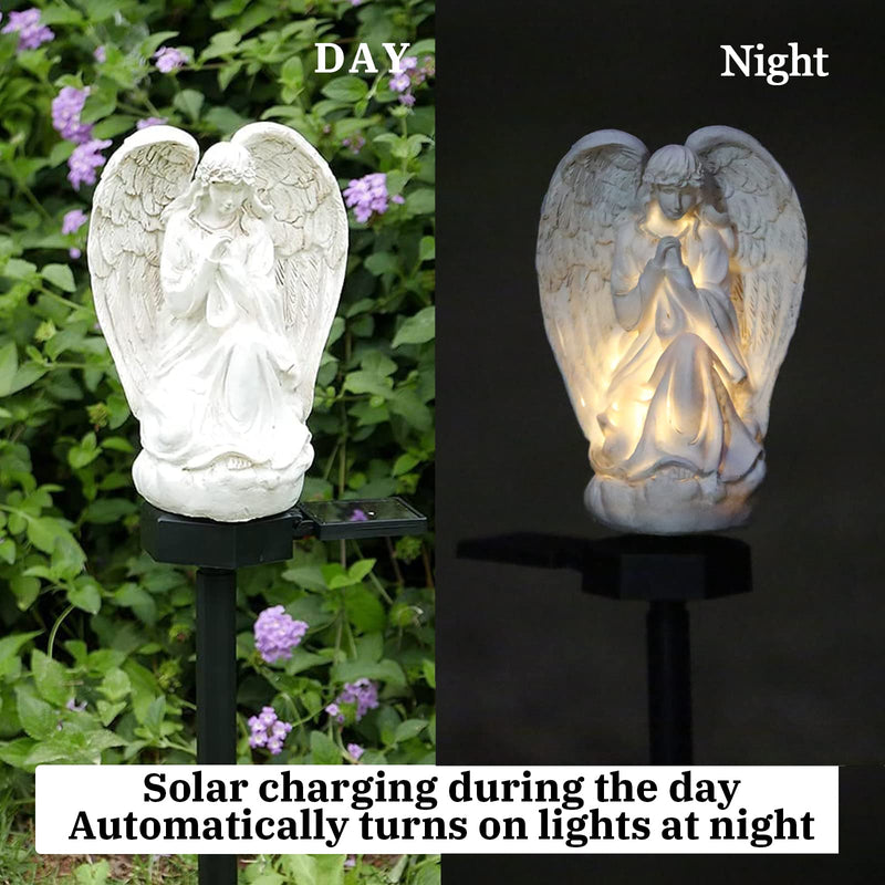 Garden Solar Light Outdoor Decor, Resin Angel Solar LED Light for Outdoor, Waterproof Light for Flower Fence Lawn Passage Walkway Courtyard Party Decoration, Angel - NewNest Australia