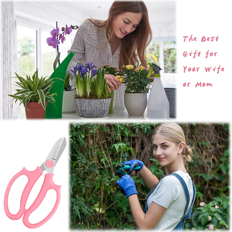 3 Pcs Garden Scissors Floral Shears,Professional Floral Scissors with Comfortable Grip Handle,Premium Garden Pruning Shears for Plants Trimming and Fruit Picking Trimming,Pink - NewNest Australia