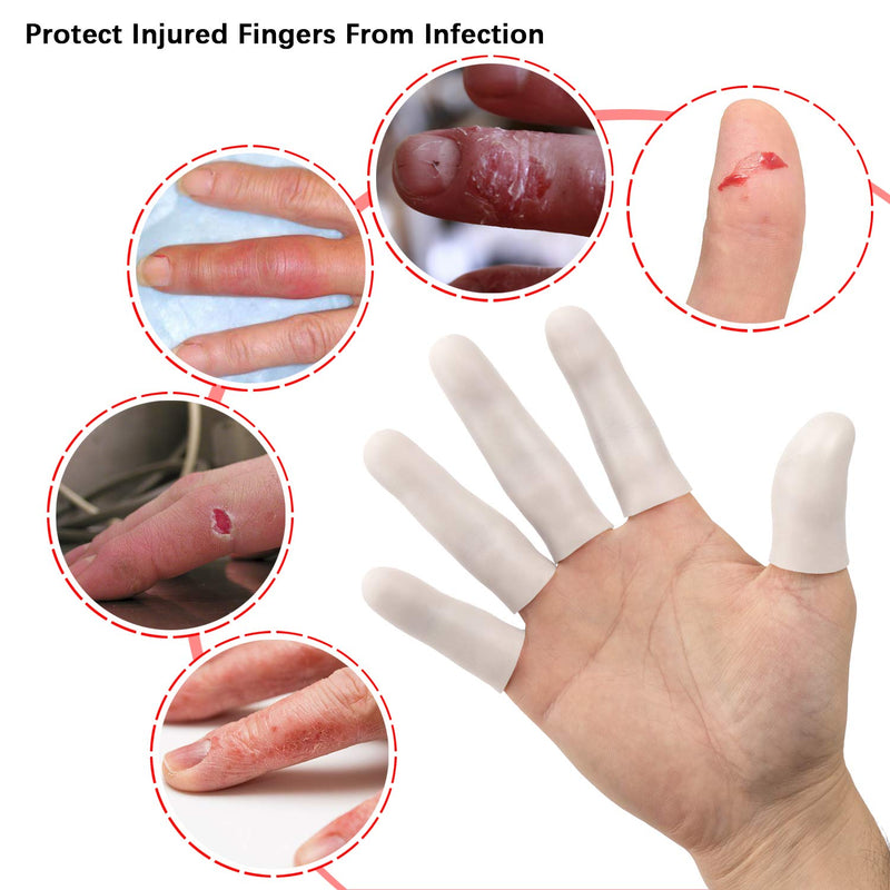 Gel Finger Support Protector Gloves, Gel Finger Cots/Covers - Different Sizes Silicone Fingertips for Hands Cracking, Eczema Skin (20pcs White) - NewNest Australia