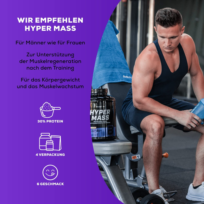BioTechUSA Hyper Mass - Mass Gainer with Carbohydrates & Protein Blend | Micronized creatine | Gluten-free, 4 kg, vanilla 4 kg (pack of 1) - NewNest Australia
