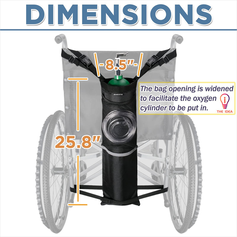 ZHEEYI Oxygen Cylinder Bag for Wheelchairs with Buckles, Fits Any Wheelchair, Black (Fits Most Oxygen cylinders) - NewNest Australia
