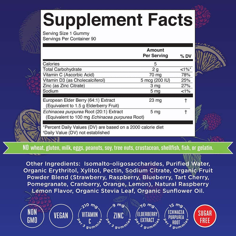 Immunity Gummies 5-in-1 by MaryRuth's (Raspberry Lemonade) | Powerful Blend of Zinc, Elderberry, Vitamin C, Vitamin D, and Echinacea for Kids & Adults | Vegan, Non-GMO, Gluten Free | 90ct 1 - NewNest Australia