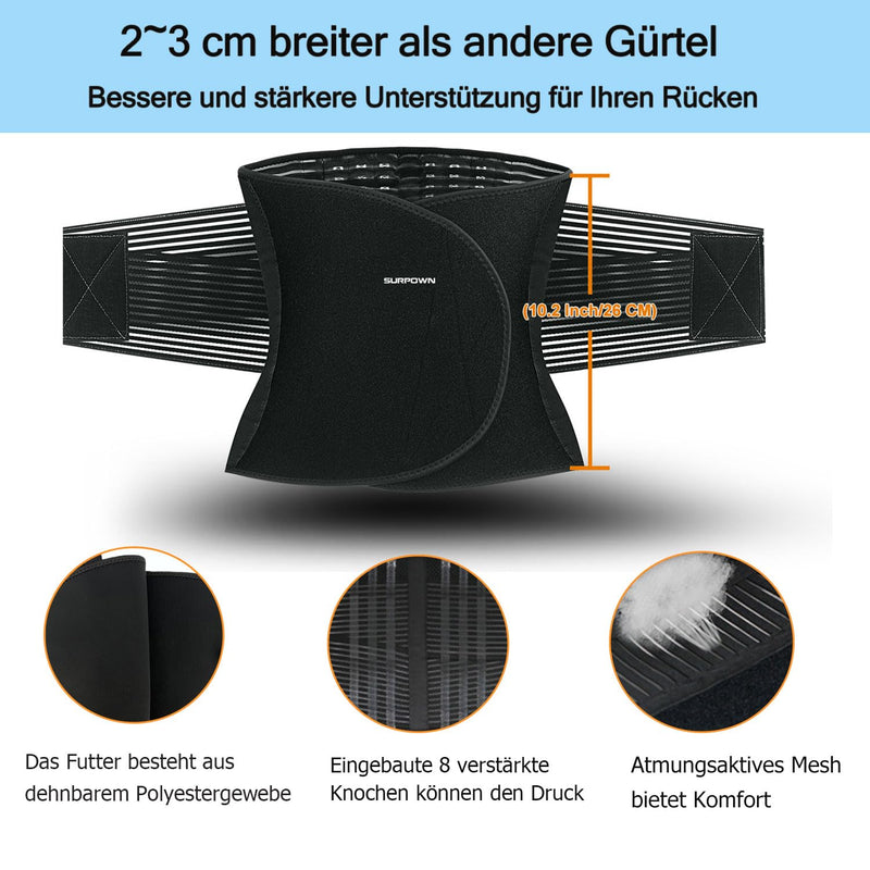 Surpown Back Support Belt, Breathable Back Brace Men And Women, Back Strap, Support Belt Lumbar Spine, Back Support, Lumbar Support, Back Pain Belt, Black, M - NewNest Australia