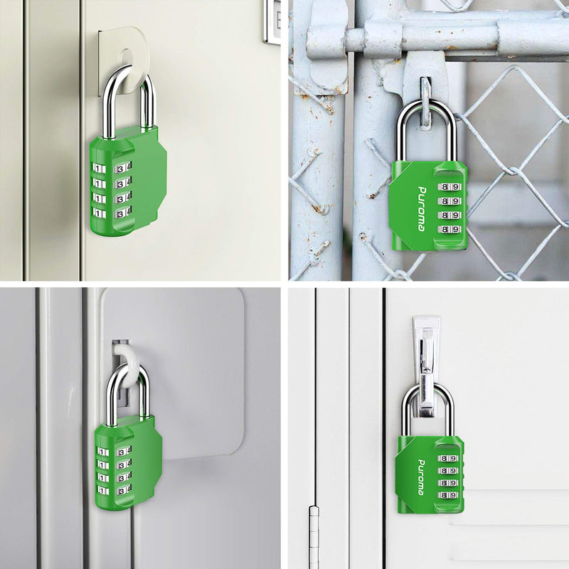 Puroma 2 Pack Combination Lock 4 Digit Outdoor Waterproof Padlock for School Gym Locker, Sports Locker, Fence, Toolbox, Gate, Case, Hasp Storage (Green) Green - NewNest Australia