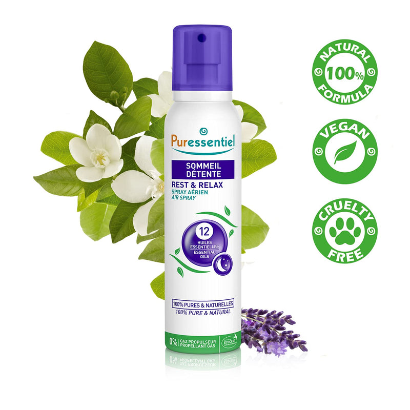 Puressentiel Rest & Relax Air Spray 200ml - Create a Relaxing Space Ready For a Rejuvenating Sleep - 100% Natural - 12 Essential Oils Including Lavender & Chamomile - NewNest Australia