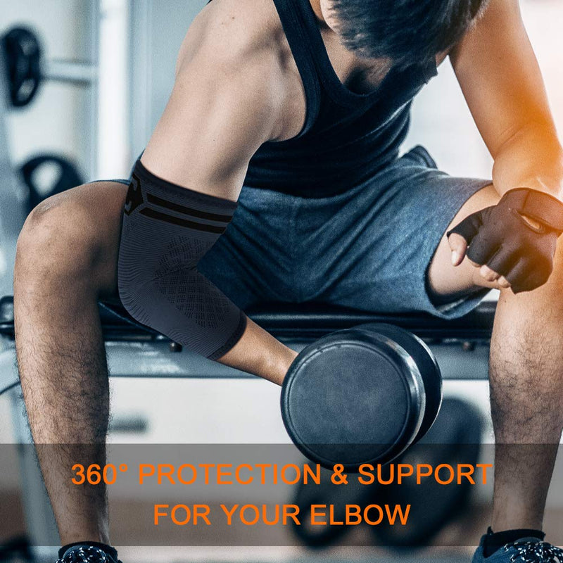 CAMBIVO Elbow Support Brace for Men & Women 2 Pack, Tennis Elbow Support Strap & Anti-slip Elbow Sleeves for Weightlifting, Arm Support, Golfers Elbow, Tennis Elbow, Tendonitis M Black Pair - NewNest Australia