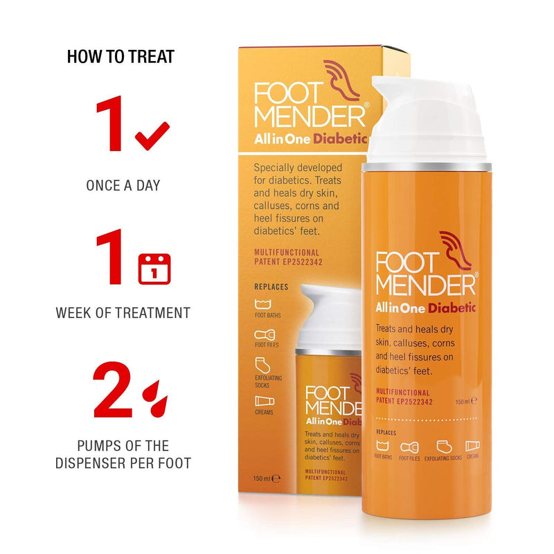 Footmender All in One Diabetic | Medically Proven, Now Available on Prescription | Treat and Heal Your Dry Feet, Hard Skin, Corns and Cracked Heels | Significant Effect After First Treatment | 150 ml - NewNest Australia