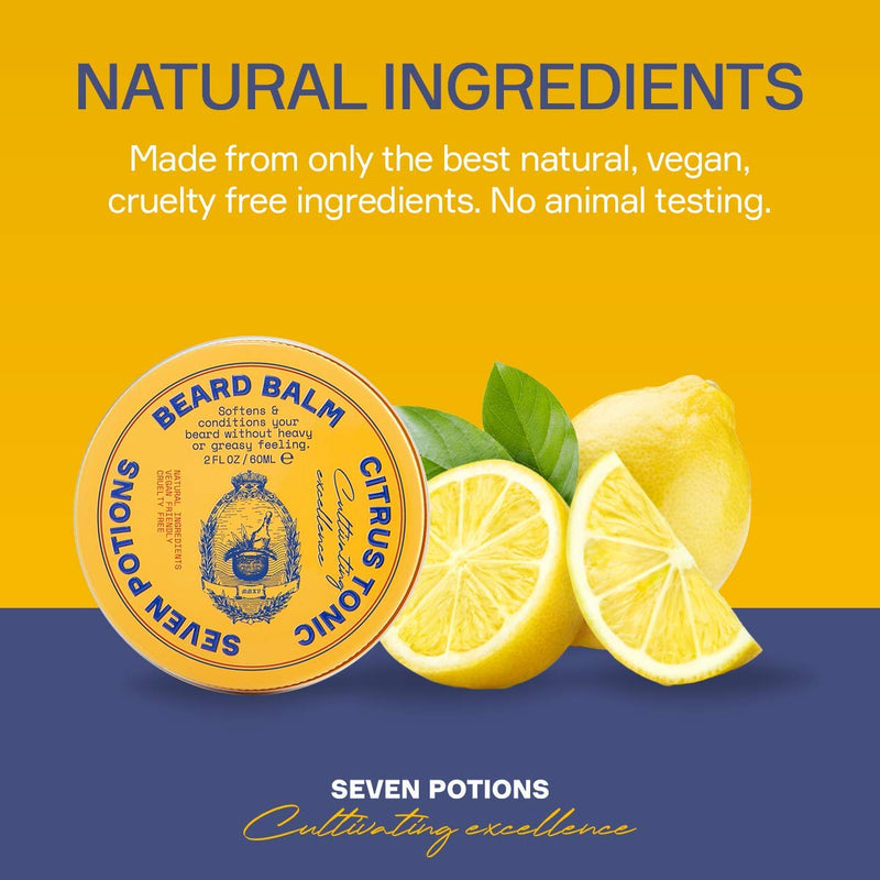 Seven Potions Beard Wax for Men - Medium Strong Hold Styling Wax for Shaping and Grooming Your Beard and/or Mustache - Purely Natural, Organic, Cruelty Free - Citrus Tonic (30 ml) 30 ml (Pack of 1) - NewNest Australia