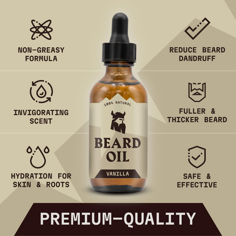 Striking Viking Vanilla Beard Oil (Large 2 oz.) - 100% Natural Beard Conditioner with Organic Argan and Jojoba Beard Oils with Vanilla Scent - Softens, Moisturizes and Strengthens Beard Growth Vanilla - NewNest Australia
