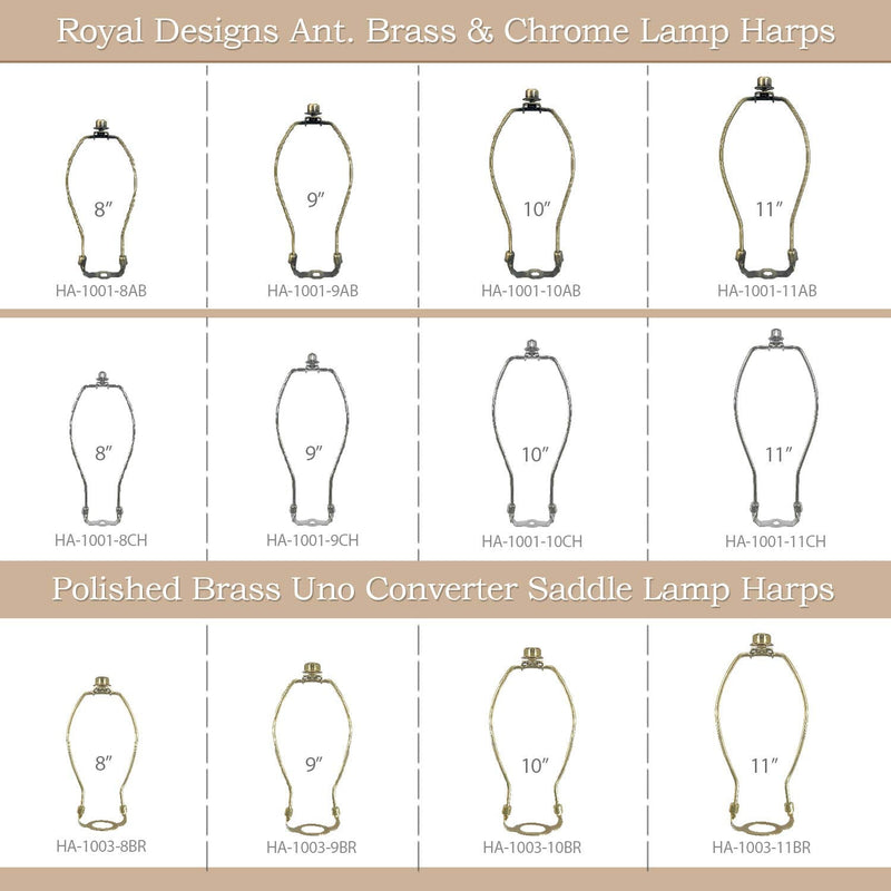 Royal Designs Heavy Duty Harp for Lamp Shade Holder, 8 inch, Antique Brass Base, Set of 2 8 in. - NewNest Australia