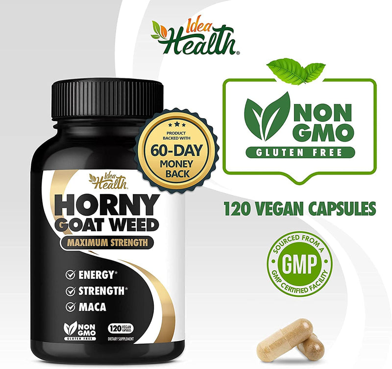 Horny Goat Weed 1275 mg MAX STRENGTH w/ Maca (2 Month Supply) - Energy & Performance Complex for Men and Women | 120 Vegan Capsules 120 Count (Pack of 1) - NewNest Australia