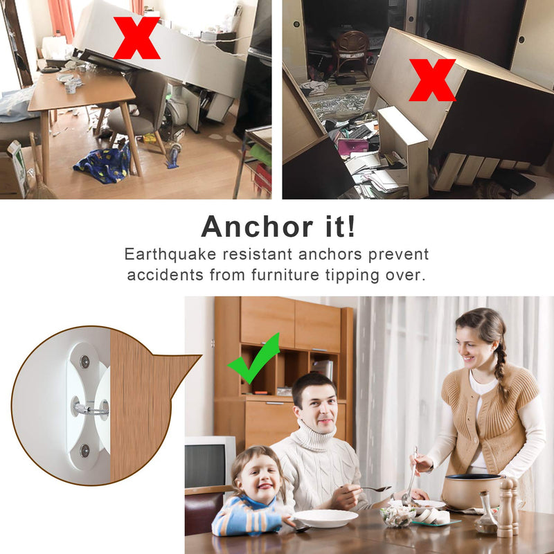 Furniture Anchors (10 Pack) 2022 Upgraded Furniture Straps for Baby Proofing, Secure 400 Pound Furniture Prevent Falling Anti Tip Earthquake Straps for Child Safety - NewNest Australia