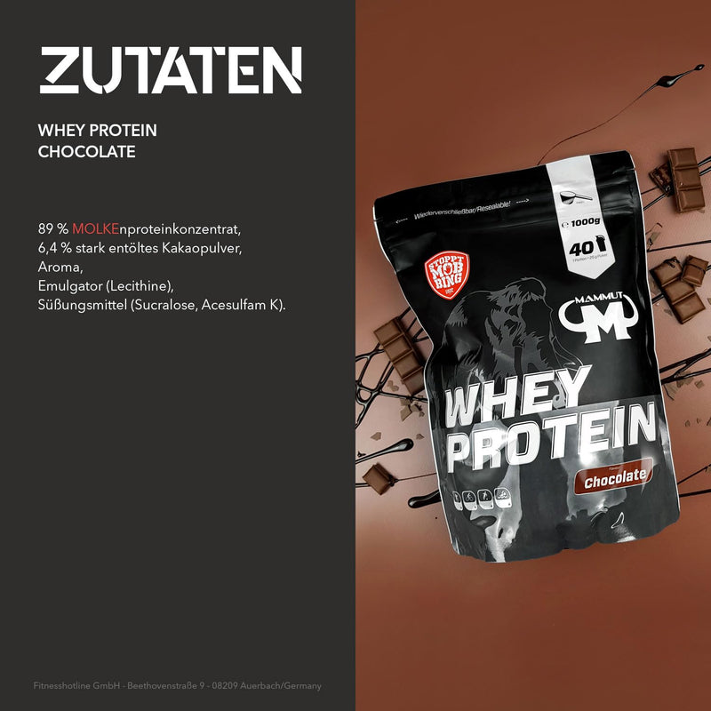1kg Mammut Whey Protein protein shake - set including protein shaker, bar, powder bank or cup (chocolate, free Mammut shaker) chocolate - NewNest Australia