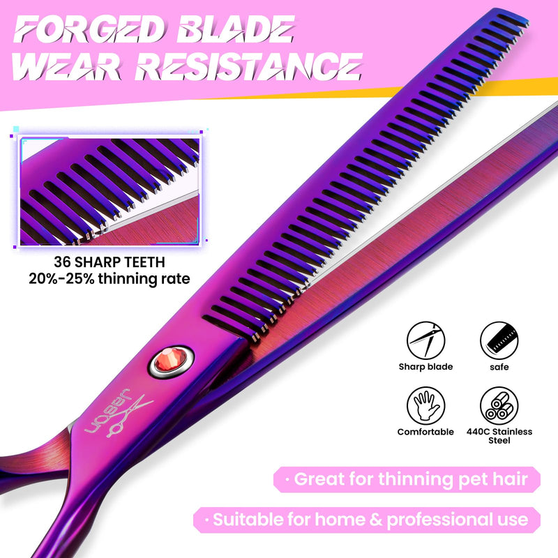 Jason 7.5" Thinning Scissors For Dogs - Professional Thinning Scissors Dog Scissors With 36 Teeth Japanese Stainless Steel Grooming Scissors For Dogs Cats, Purple Tl-Thinning - NewNest Australia