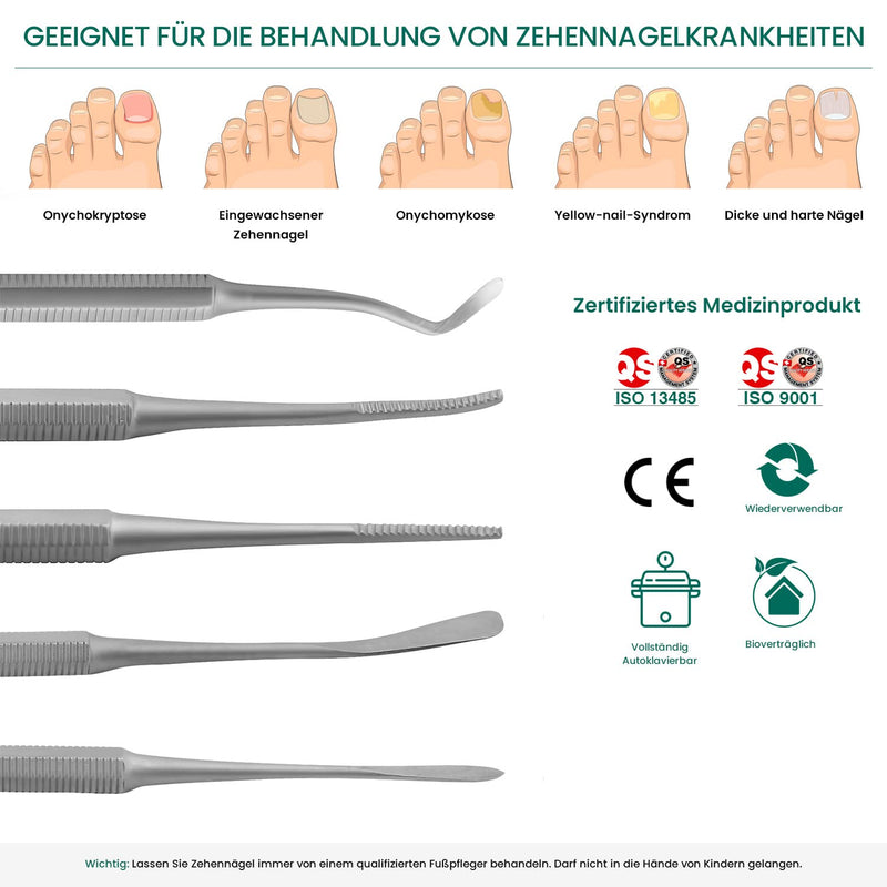 Ingrown Toenail File Set by Blizzard – 3 Piece Double-Ended Tool Kit with Blacks File, Nail Cleaner and Lifter for Cleaning and Care of Ingrown Toenails - Premium Stainless Steel 3 Count (Pack of 1) - NewNest Australia