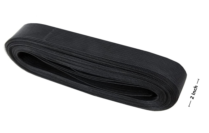 Abbaoww Polyester 2 Inch 25 Yard Stiff Horsehair Braid for Polyester Boning Sewing Wedding Dress Dance Gowns Dress Accessories, Black - NewNest Australia
