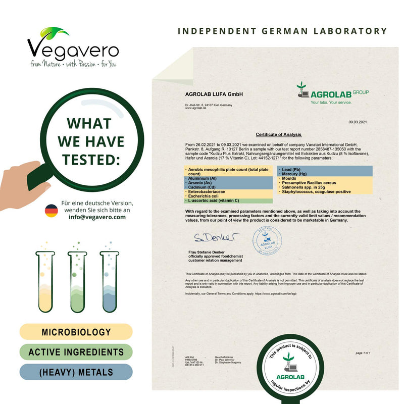 Kudzu Plus Vegavero® | High Strength Root Extract | 8% Isoflavones | 180 Capsules (3 Months Supply) | 600 mg with Avena Sativa (Oat Extract) & Vitamin C | Vegan & NO Additives - NewNest Australia