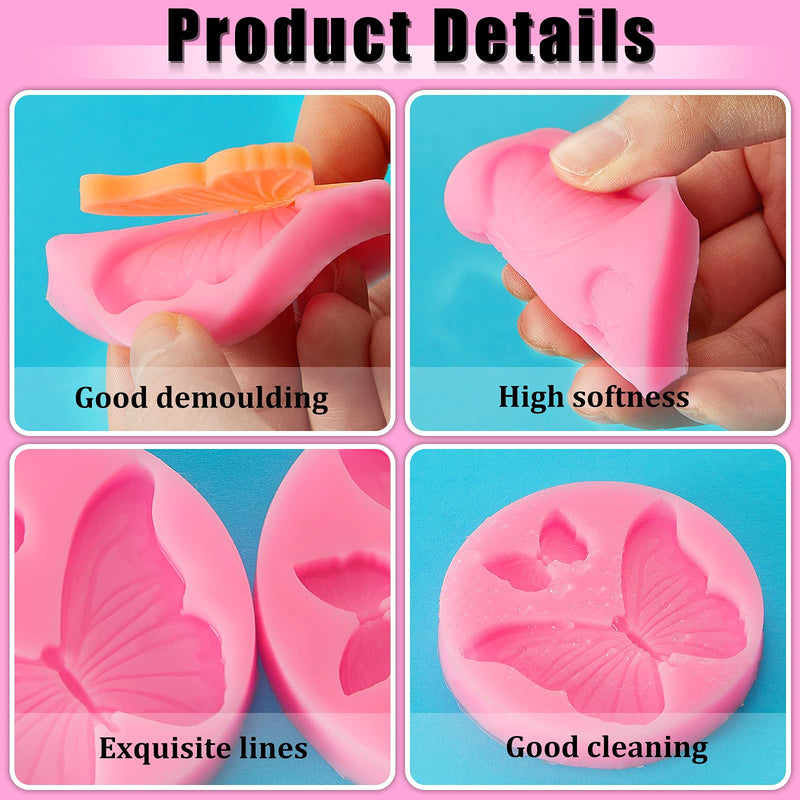 5 Pieces Butterfly Silicone Molds Mini Butterfly Fondant Cake Baking Mold Silicone Butterfly Chocolate Mold Pink Polymer Clay Molds Small Clay Molds, Non-stick DIY Tool for Cake Decor - NewNest Australia