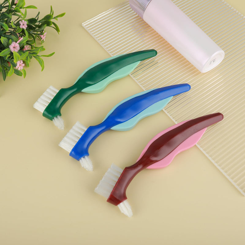 WLLHYF 3pcs Premium Hard Denture Brush, Denture Cleaning Brush, Portable Denture Double Sided Brush, Multi-Layer Bristles for Denture Care - NewNest Australia