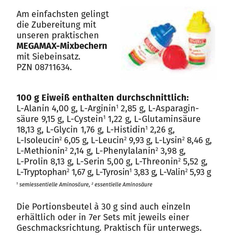 Megamax Protein 100 Powder. Introductory Set. Contents: 7 X 30 G. Ideal For Athletes And Nutrition-Conscious People. 7 Different Flavors To Try. Production In Germany. - NewNest Australia