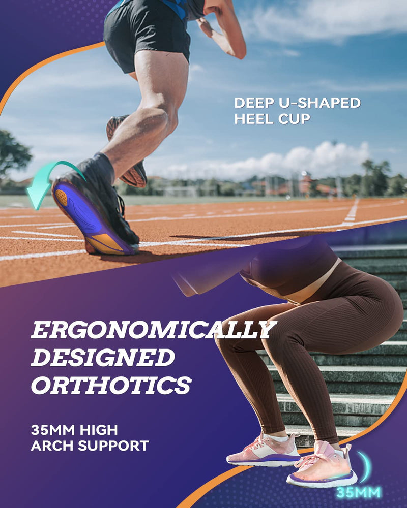 Insoles for arched splayfoot, QBK Orthotic Inserts for heel pain, supination, heel spurs, back pain, Achilles tendonitis, anti-fatigue, comfort S Purple S: Women38-40 - NewNest Australia