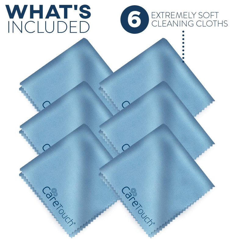 Care Touch Microfiber Cleaning Cloths, 6 Pack - Cleans Glasses, Lenses, Phones, Screens, Other Delicate Surfaces - Large Lint Free Microfiber Cloths - 6"x7" (Blue) Blue - NewNest Australia
