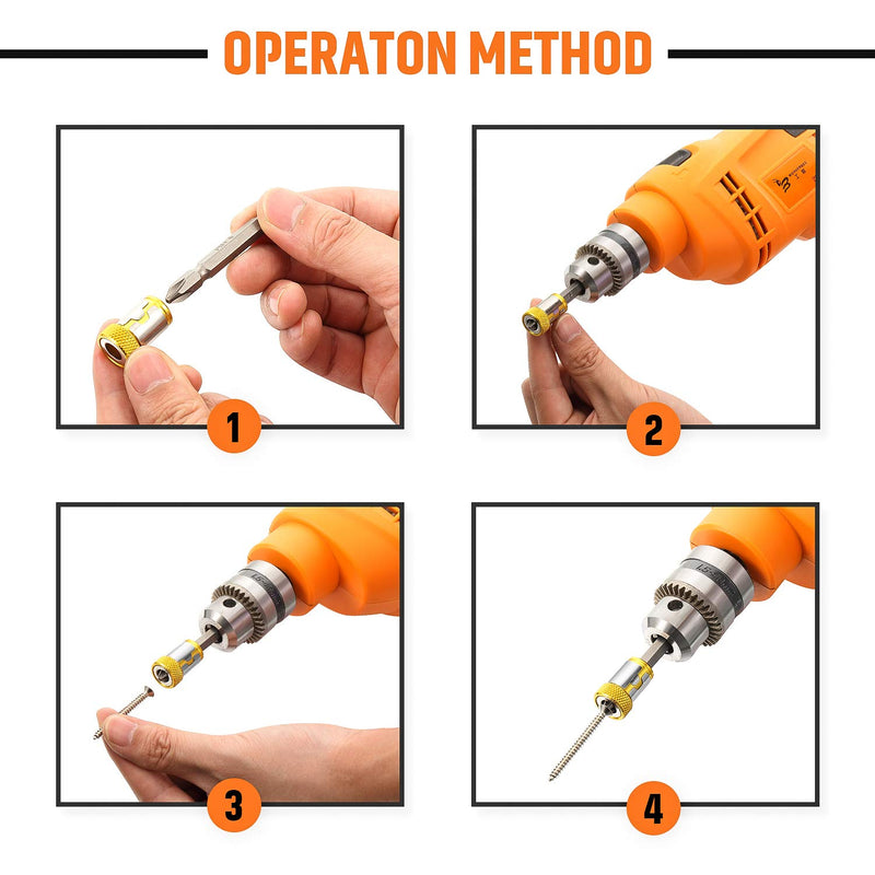 5 Pieces Magnetic Screw Ring Bit Magnetizer Ring Metal Magnetizer Screw, Removable for 1/4 Inch/ 6.35 mm Hex Screwdriver and Power Bits (Yellow) Yellow - NewNest Australia