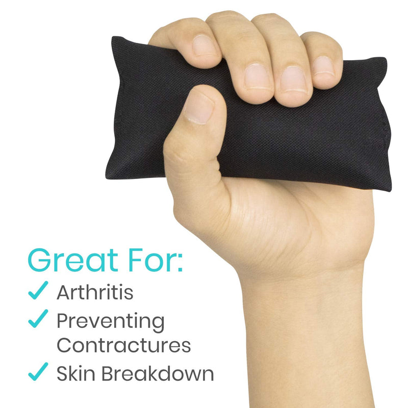 Vive Palm Grip Protector (3 Pack) - Hand and Finger Contracture Cushions - for Arthritis, Skin Breakdown, Exercise Strength - Comfortable Elastic Band Sized for Men and Women - Stroke Patient Rehab Black - NewNest Australia