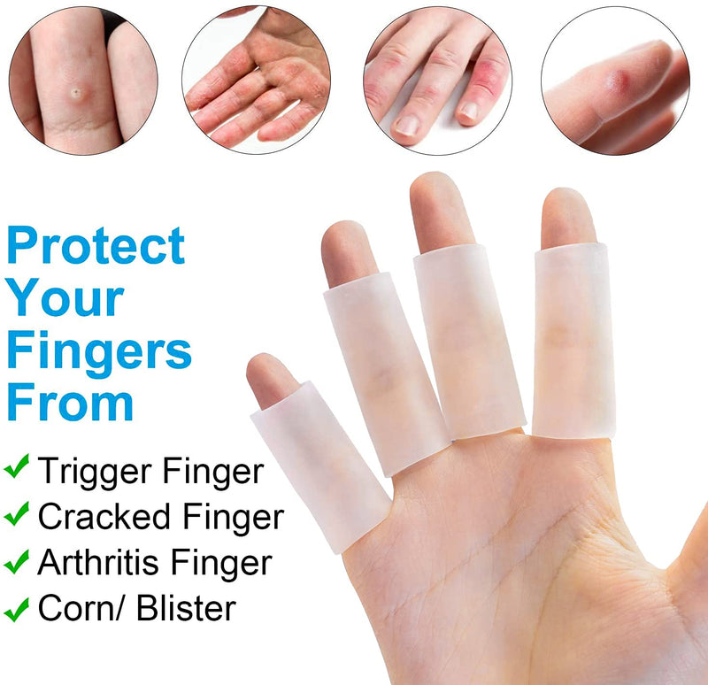Sumifun Finger Sleeves, 10 PCS Gel Finger Protector for Thumb, Trigger Finger, Arthritis, Silicone Finger Tubes for Preventing Bruised, Cracking, Hand Eczema, Practising Golf, Badminton Protector 5pair(10pcs) - NewNest Australia