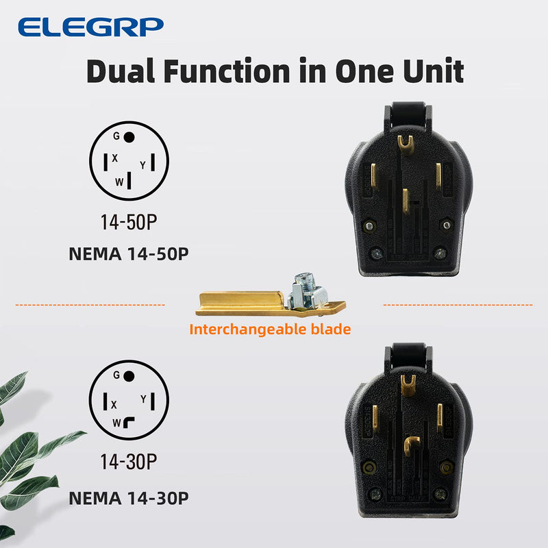 ELEGRP NEMA 14-30P & NEMA 14-50P Plug, 4 Prong Dryer/Range Oven Stove Angle Plug, Straight Blade Heavy Duty, 30 Amp 50 Amp 125/250V, Industrial Grade, Grounding, 3 Pole 4 Wire, UL Listed NEMA 14-30P & 14-50P Plug - NewNest Australia