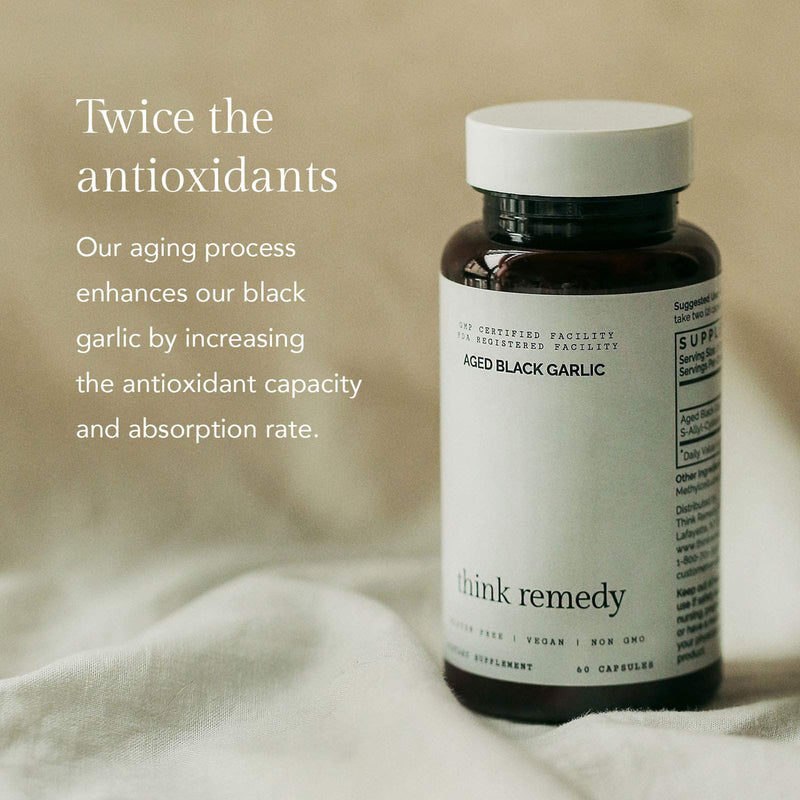 Aged Black Garlic Capsules - Garlic Pills for Cholesterol Support - Less Odor - Potent Antioxidant - 60 Capsules - Allium Sativum Supplement - More Effective Than Allicin - NewNest Australia