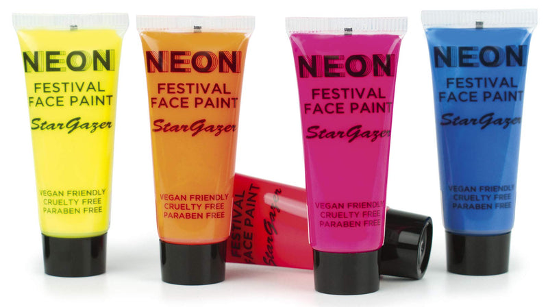 Stargazer Neon UV-Reactive Festival Face and Body Paint, Sweat Proof Vibrant Colour, Red Neon Red - NewNest Australia