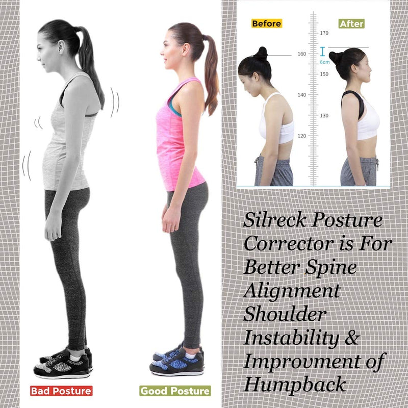 Silreck Posture Corrector for Man and woman - Adjustable Back Straightener, Support for Back, Shoulder & Neck, Upper Back Brace for Clavicle Support L (Pack of 1) - NewNest Australia