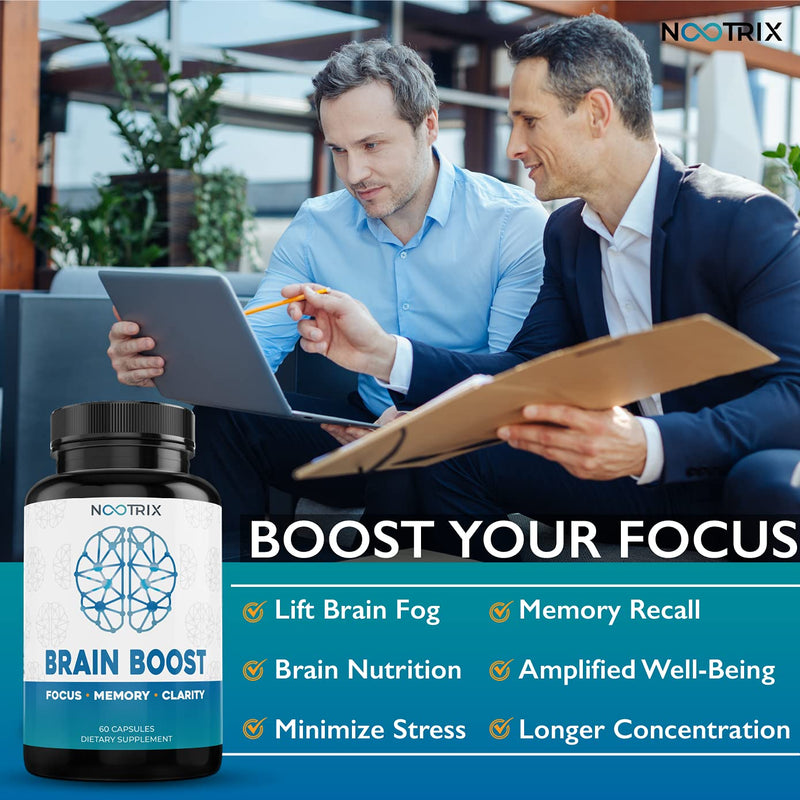 Brain Boost by Nootrix - (2-Pack) 120 Capsules - Premium Nootropic Supplement - Improves Cognitive Function & Memory, Enhances Focus, Boosts Concentration & Provides Clarity for Men and Woman - NewNest Australia