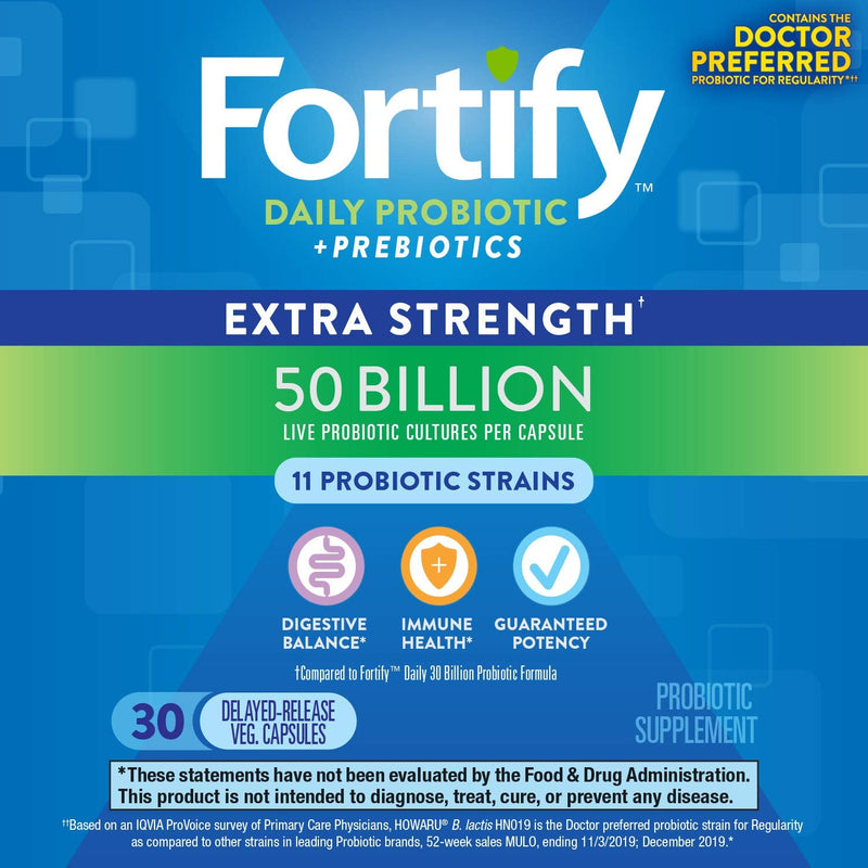 Nature's Way Fortify Extra Strength Daily Probiotic, 50 Billion Live Cultures, 11 Strains, Prebiotics, 30 Count - NewNest Australia